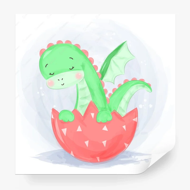 Fototapete schlafender kleiner drache im ei