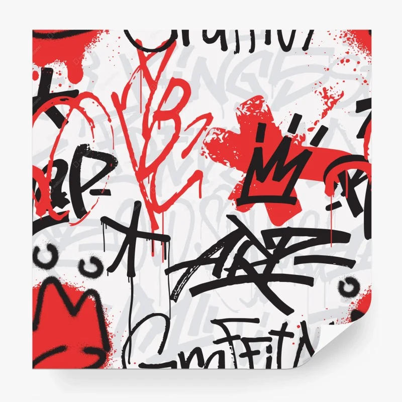 Fototapete kräftiges rotes graffiti mit krone