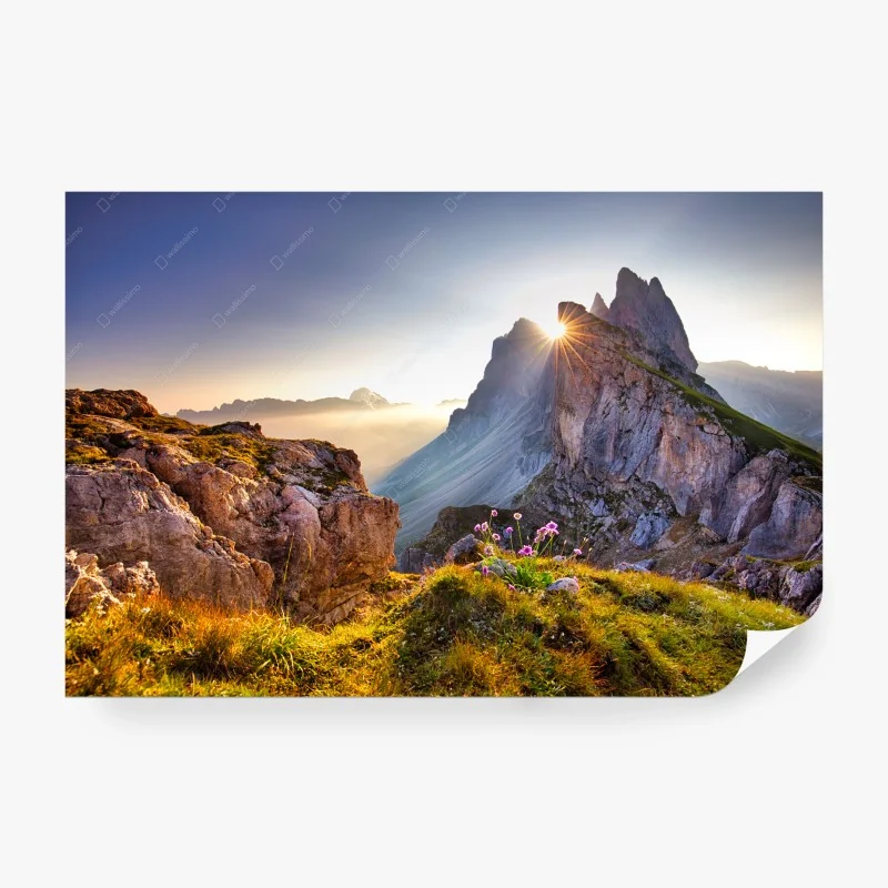 Fototapete sonnenaufgang über Seceda, Dolomiten