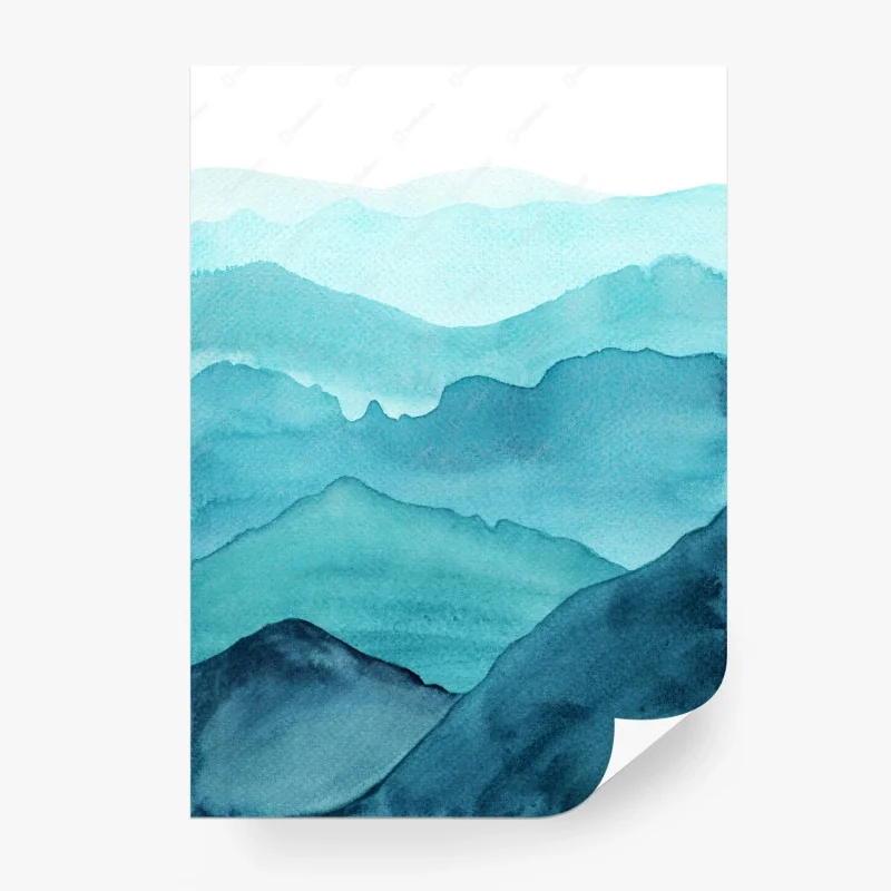 Fototapete türkise aquarellberglandschaft