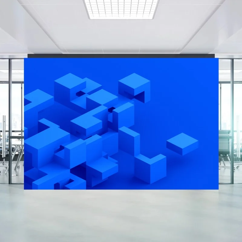 Fototapete moderne blaue 3d würfelkomposition