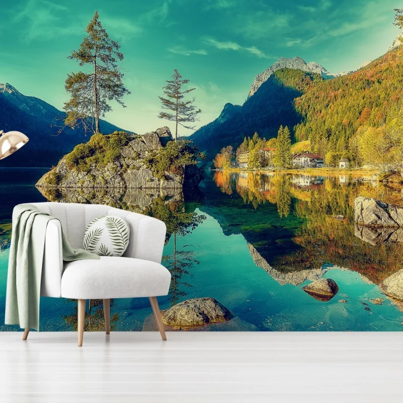 Fototapete Hintersee alpensee mit spiegelung