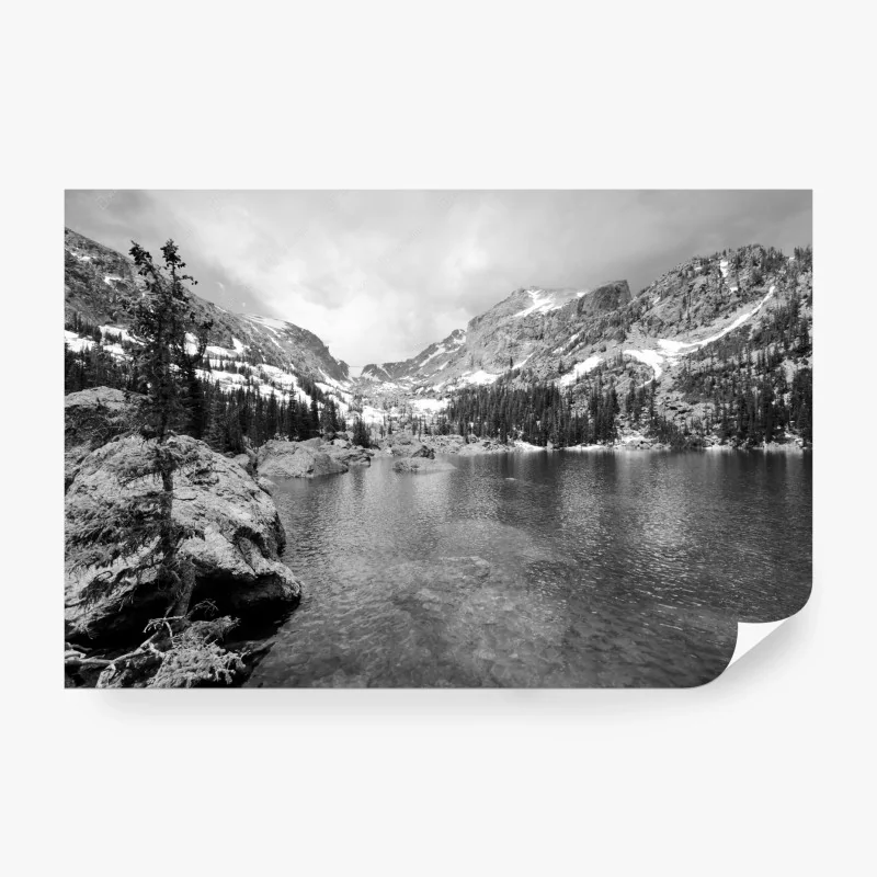 Fototapete alpensee in monochrom