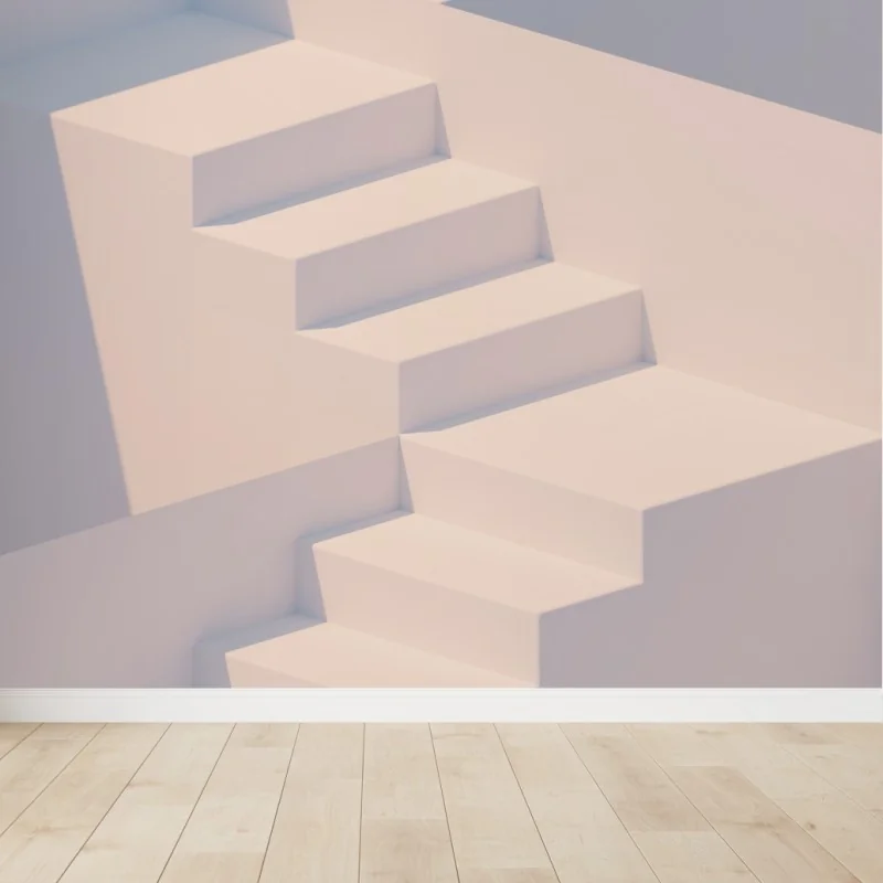 Fototapete minimale weiße treppe 3d