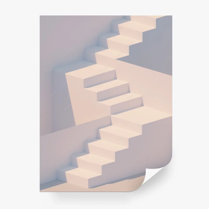 Fototapete minimale weiße treppe 3d