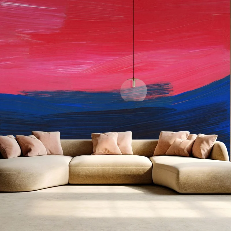 Fototapete leuchtender rosa-blauer abstrakter horizont
