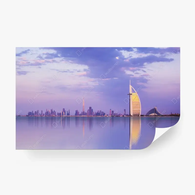 Fototapete Dubai skyline bei dämmerung