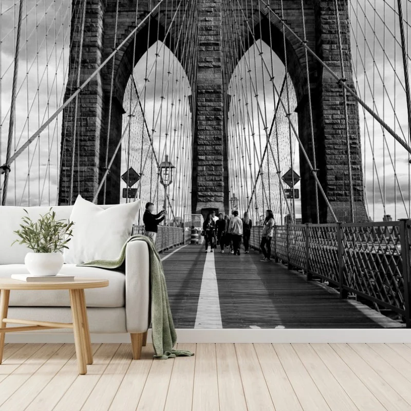 Fototapete Brooklyn Bridge perspektive in monochrom