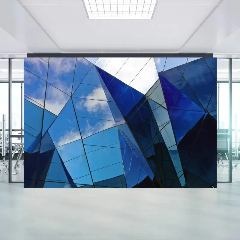 Fototapete blaue geometrische glasreflexionen