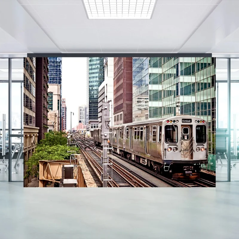 Fototapete hochbahn im stadtzentrum