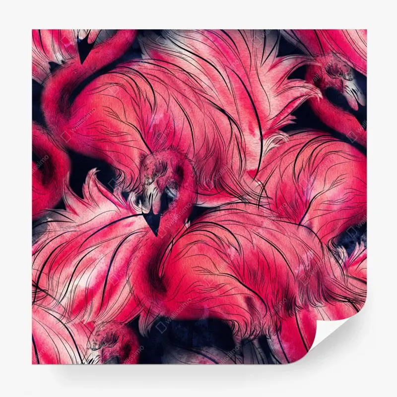 Fototapete rosa flamingo aquarellmuster
