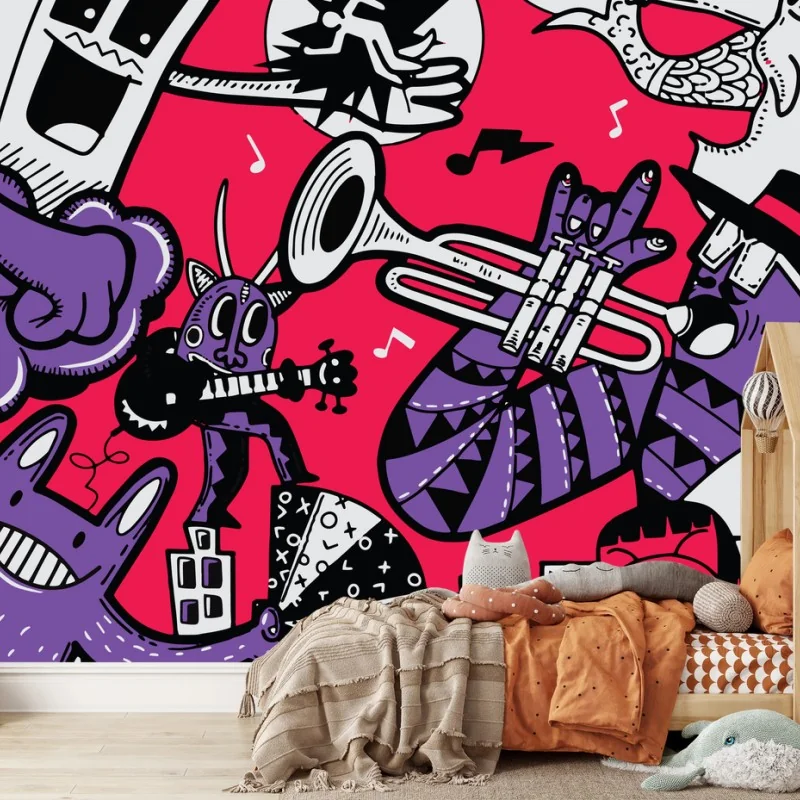Fototapete bunte monsterband illustration