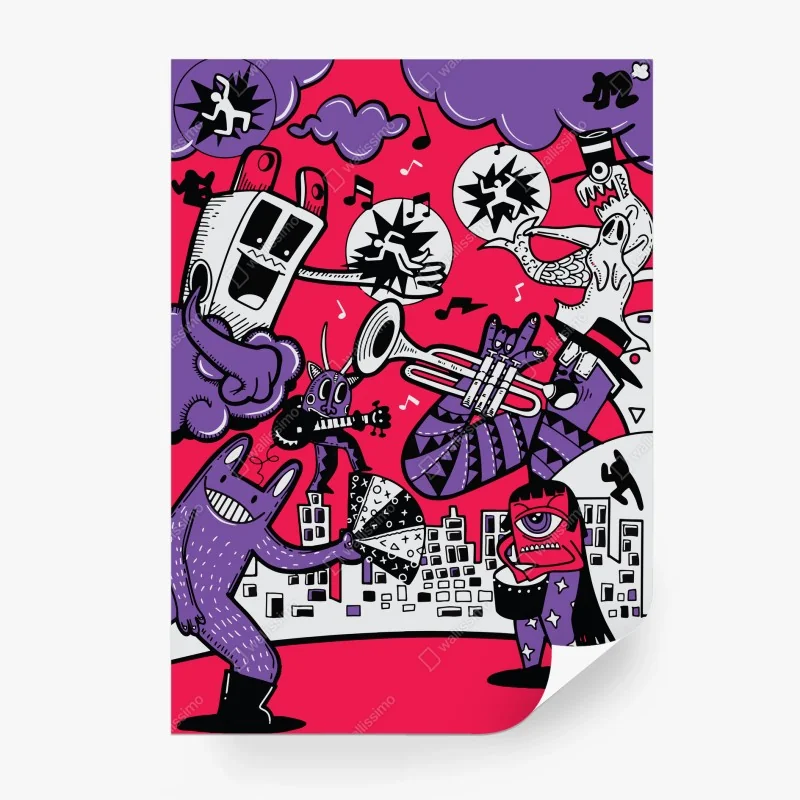 Fototapete bunte monsterband illustration