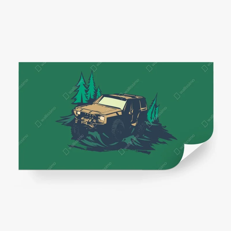Fototapete geländewagen im wald