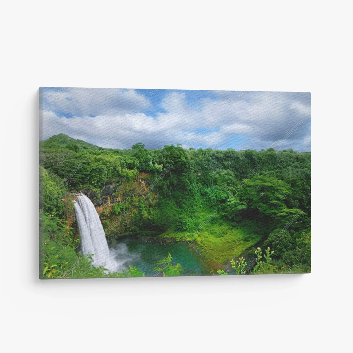 Leinwandbild üppiger wasserfall auf Hawaii – Wallnifity® Leinwandbild üppiger wasserfall auf Hawaii – Wallnifity®