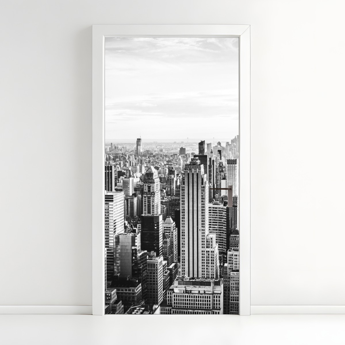Türaufkleber New York panorama in schwarzweiß – Wallnifity®