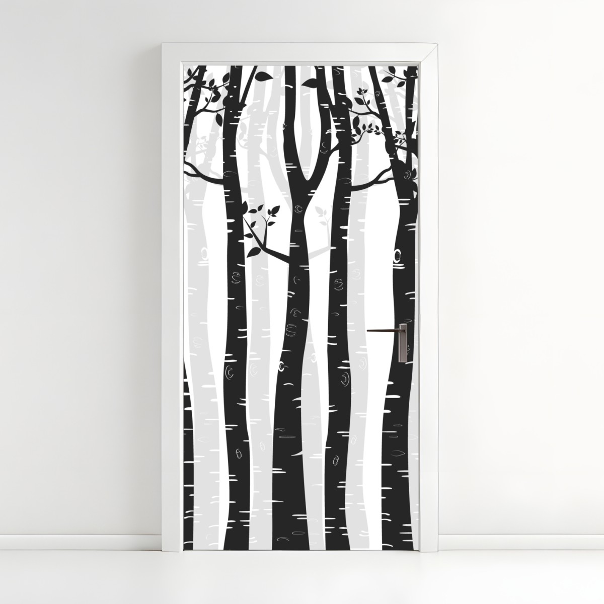 Türaufkleber monochromatischer birkenwald – Wallnifity®
