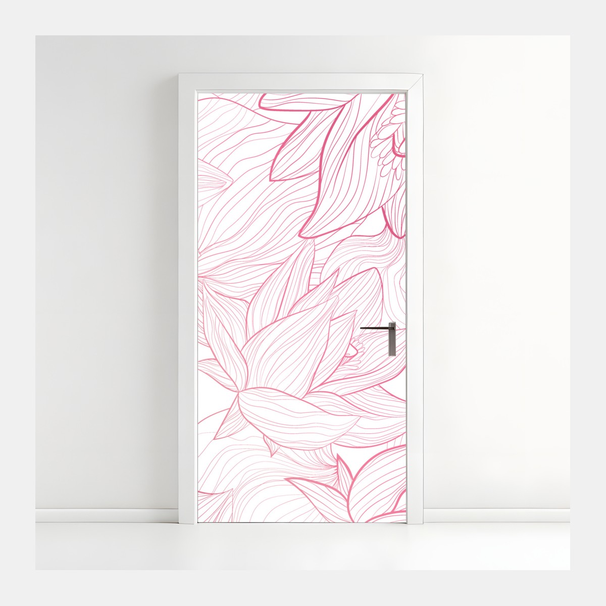 Türaufkleber zartes rosa blumenlinienmuster – Wallnifity®