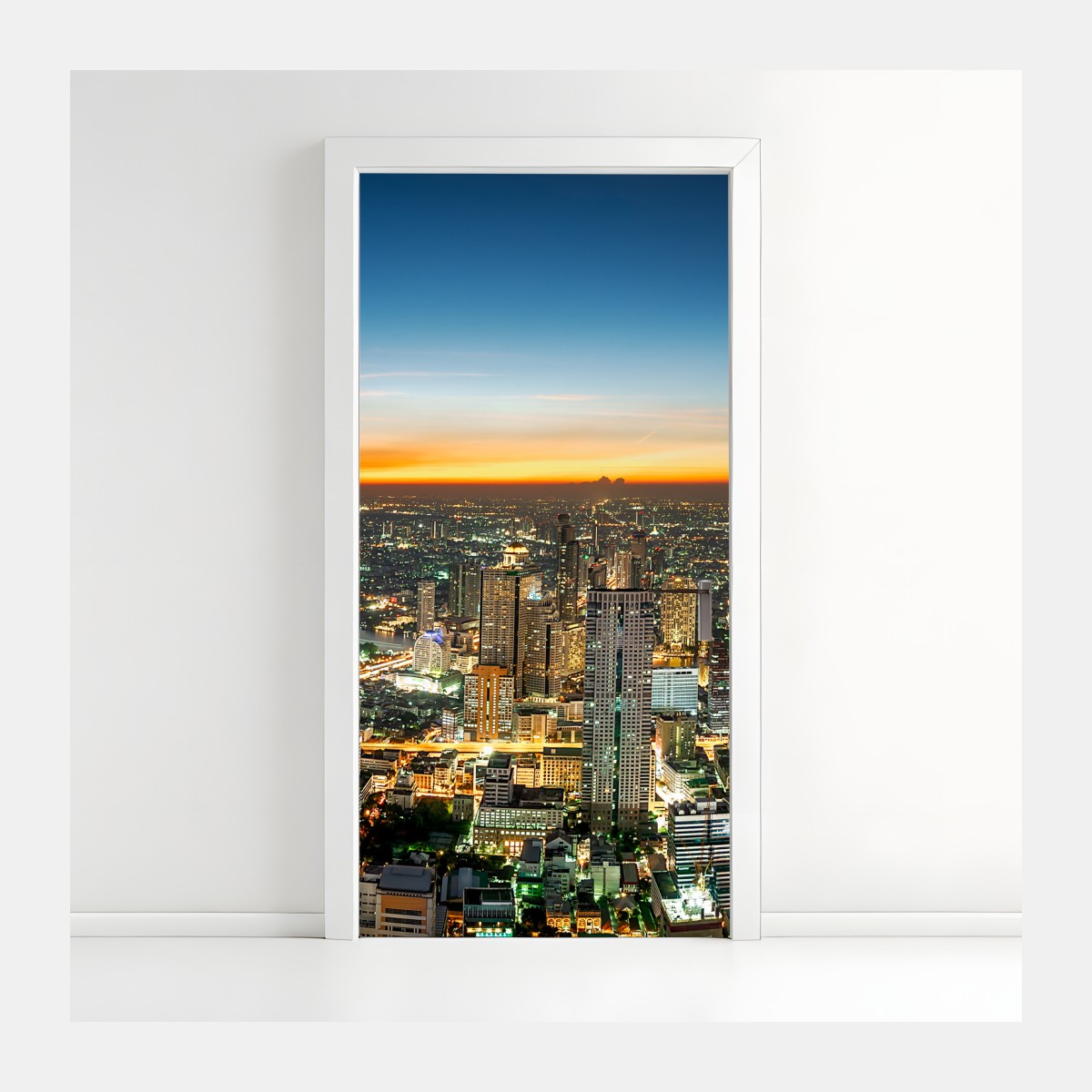 Türaufkleber panorama von Bangkok bei dämmerung – Wallnifity®