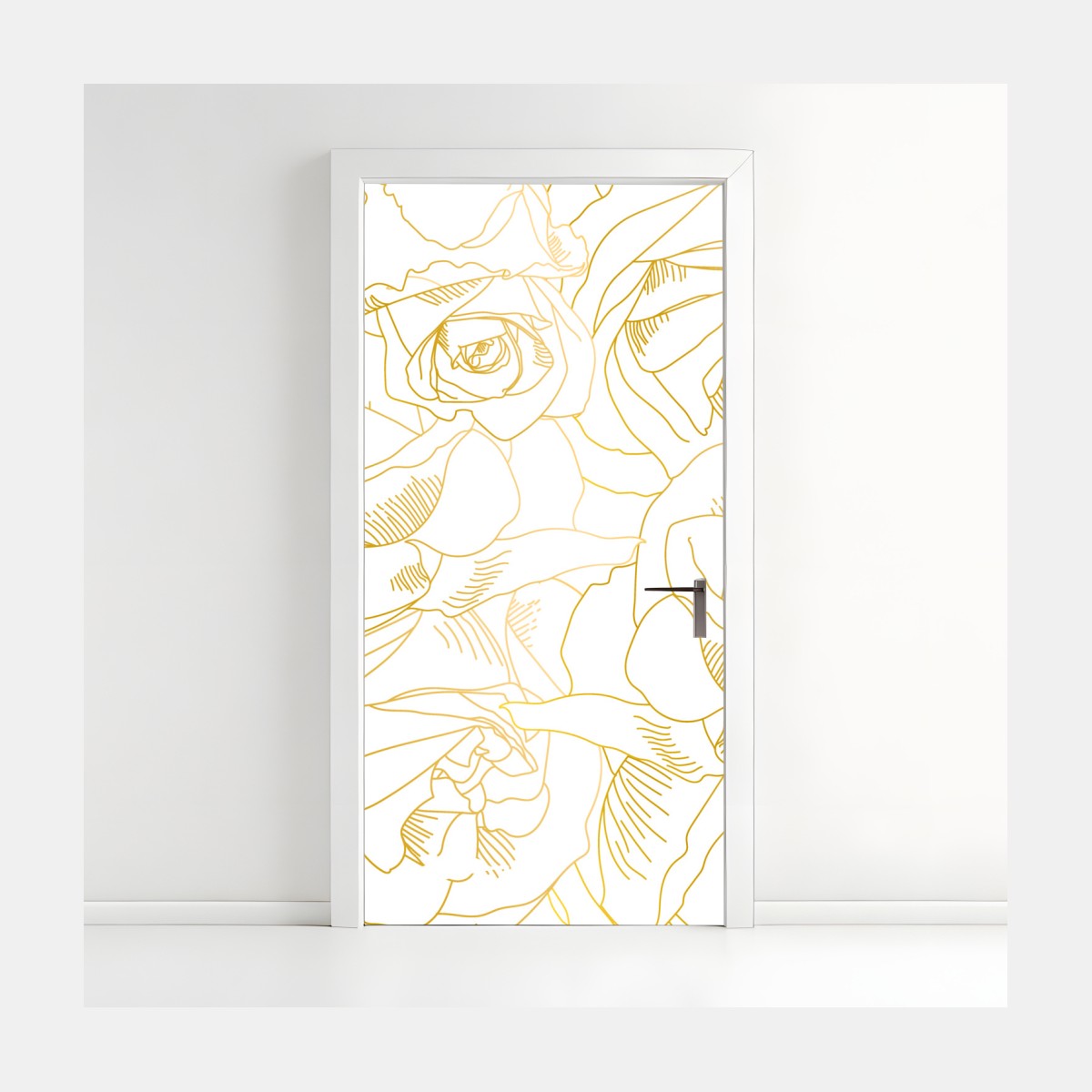 Türaufkleber goldene rosen linienzeichnung – Wallnifity®