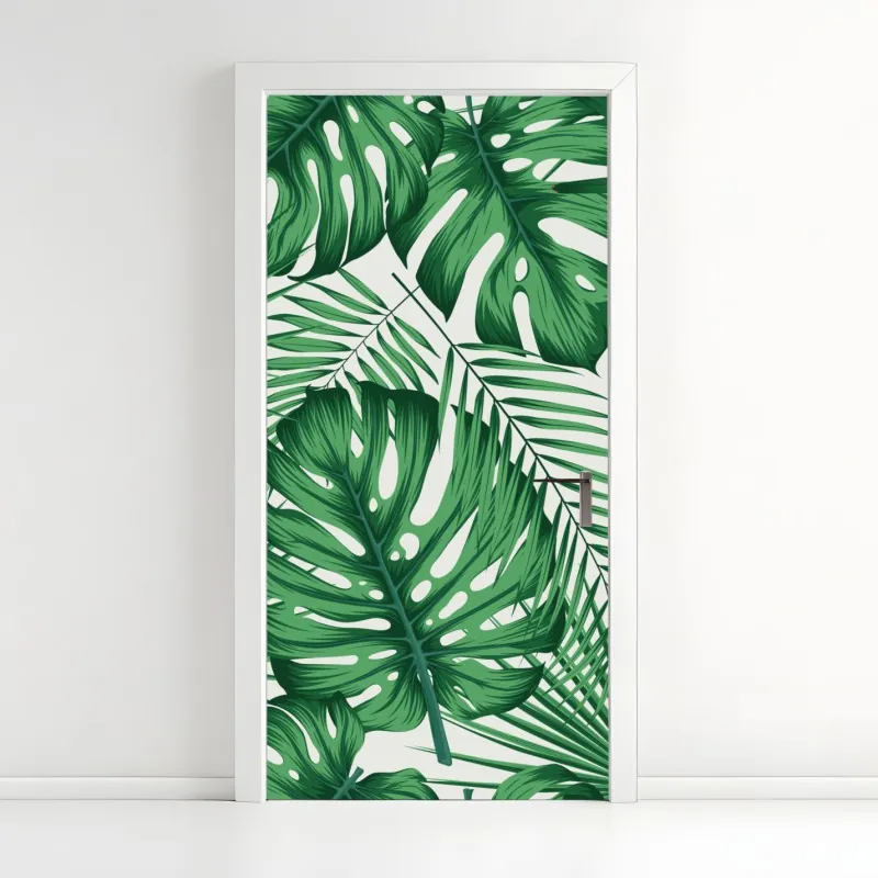 Türaufkleber beiges blattmuster im botanischen stil – Wallnifity®