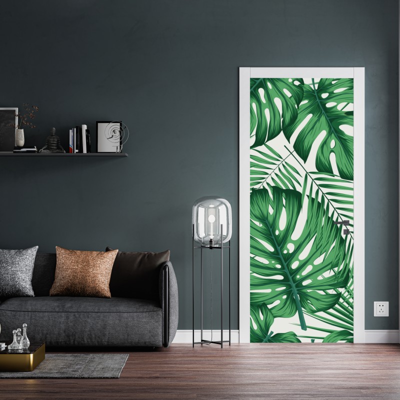 Türaufkleber beiges blattmuster im botanischen stil – Wallnifity®