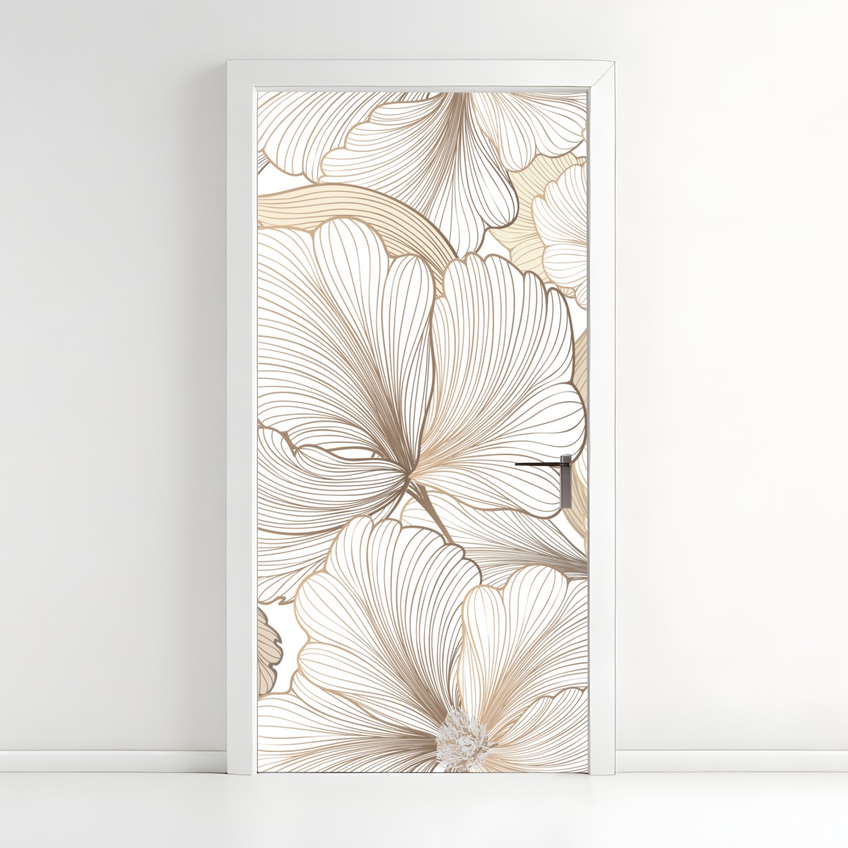 Türaufkleber zarte beige blumenillustration – Wallnifity®