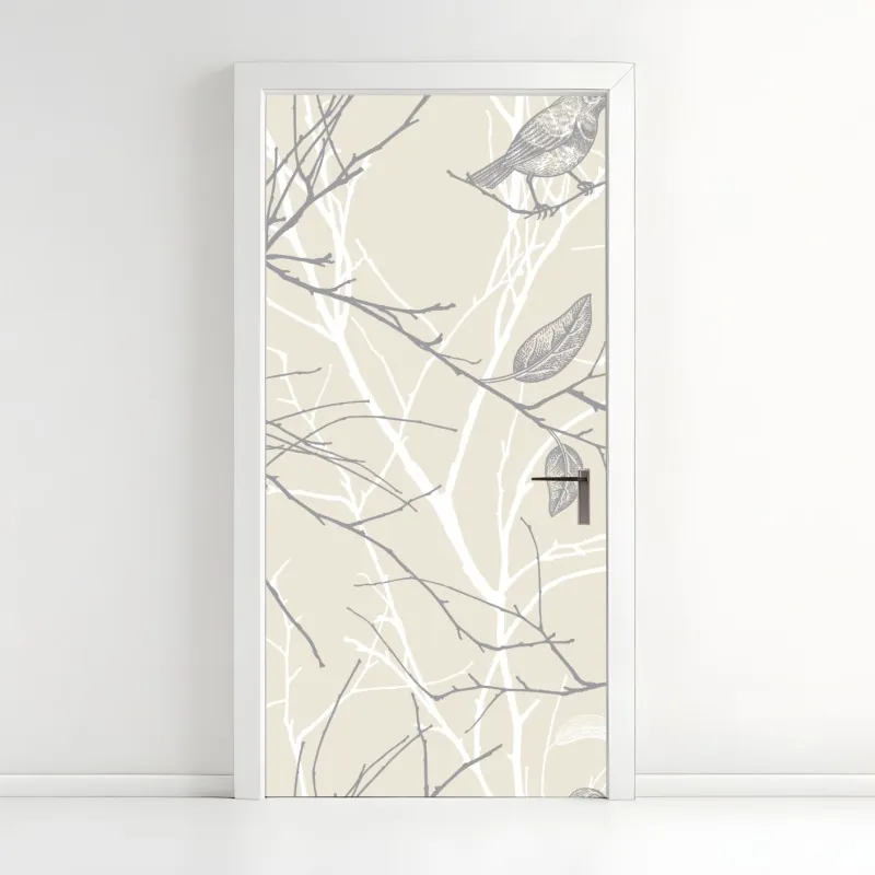 Türaufkleber elegantes goldenes geometrisches blattmuster – Wallnifity®