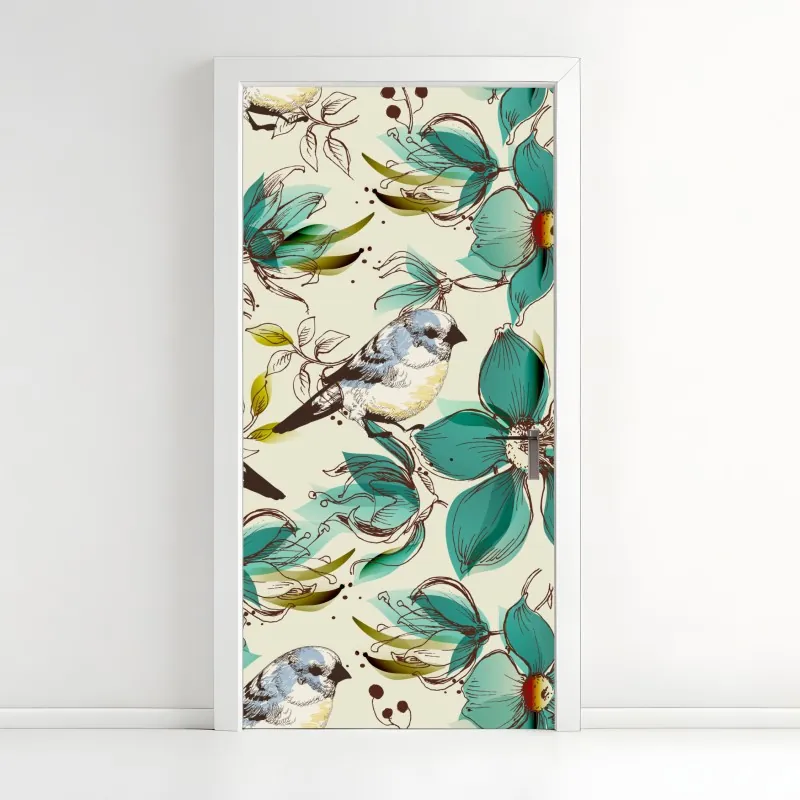 Türaufkleber tropisches kakadu-blumenmuster – Wallnifity®