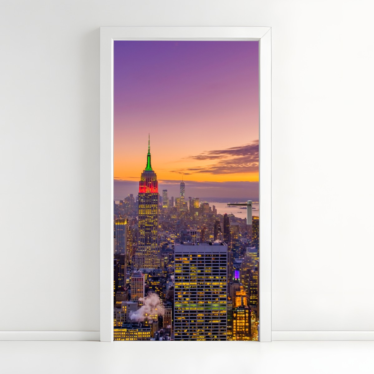 Türaufkleber lebendige New York skyline bei sonnenuntergang – Wallnifity®