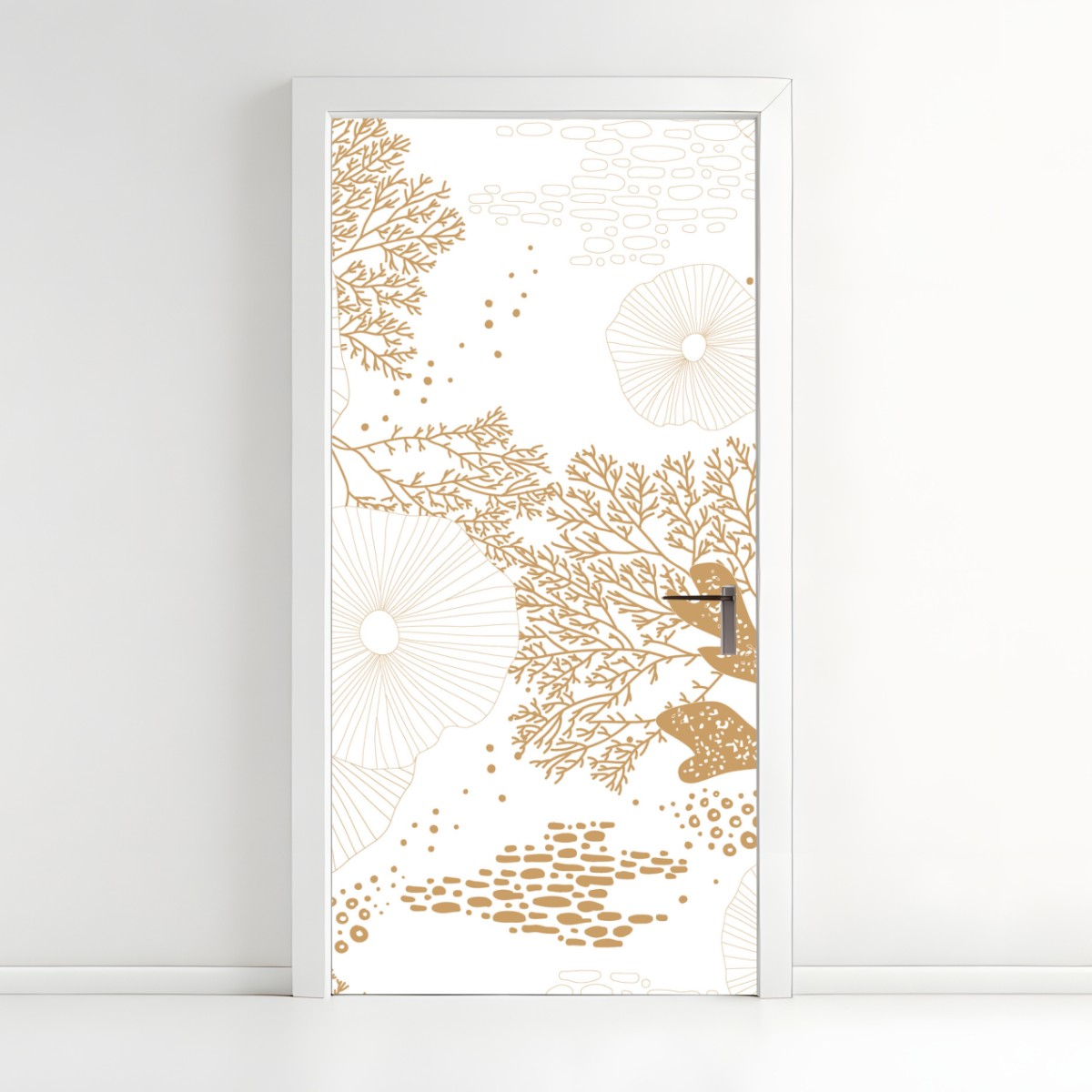 Türaufkleber zartes goldenes korallenmuster – Wallnifity®