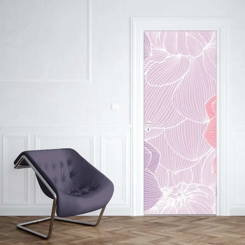Türaufkleber leuchtende lila-blaue abstrakte 3d-formen – Wallnifity®
