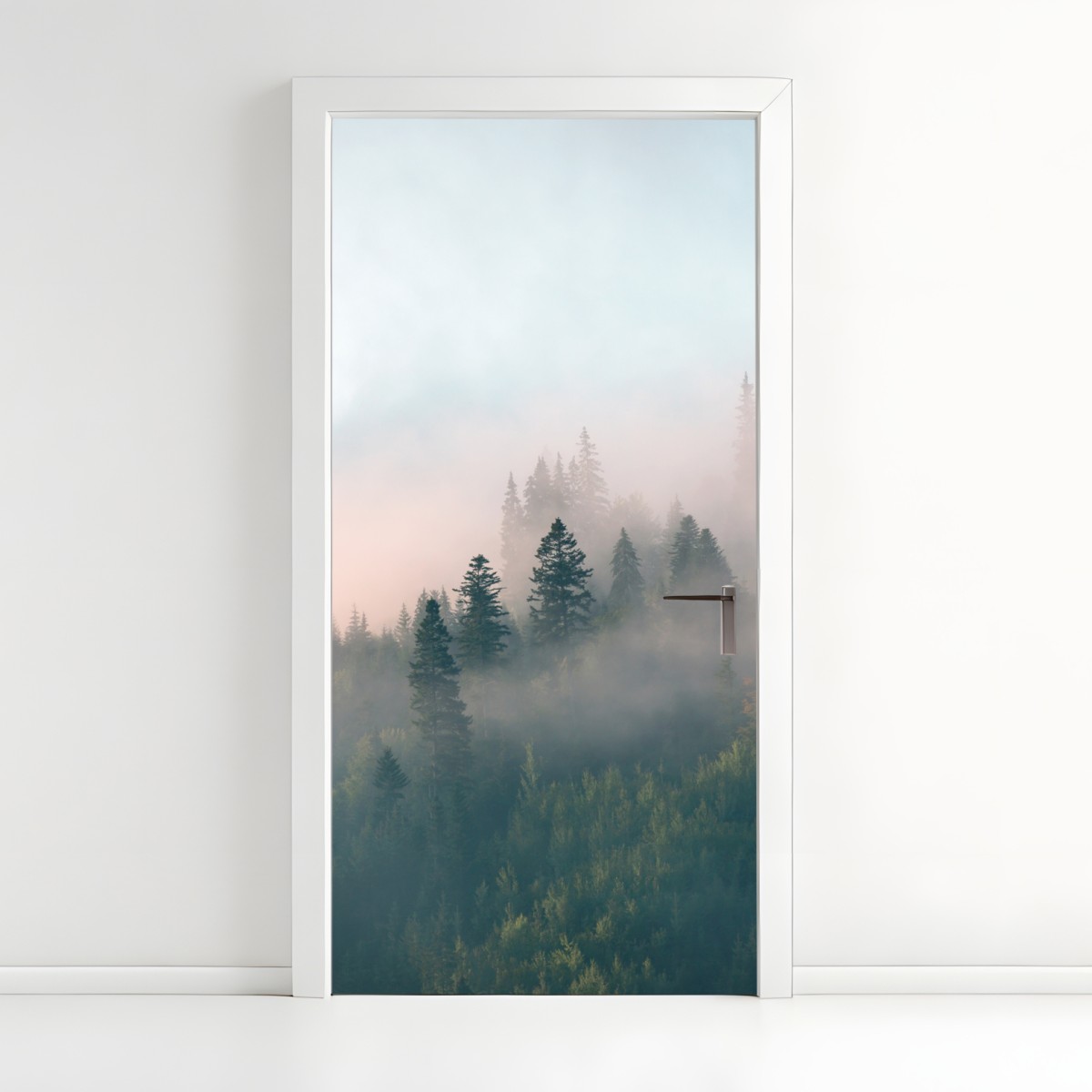 Türaufkleber nebliger morgenwald – Wallnifity®