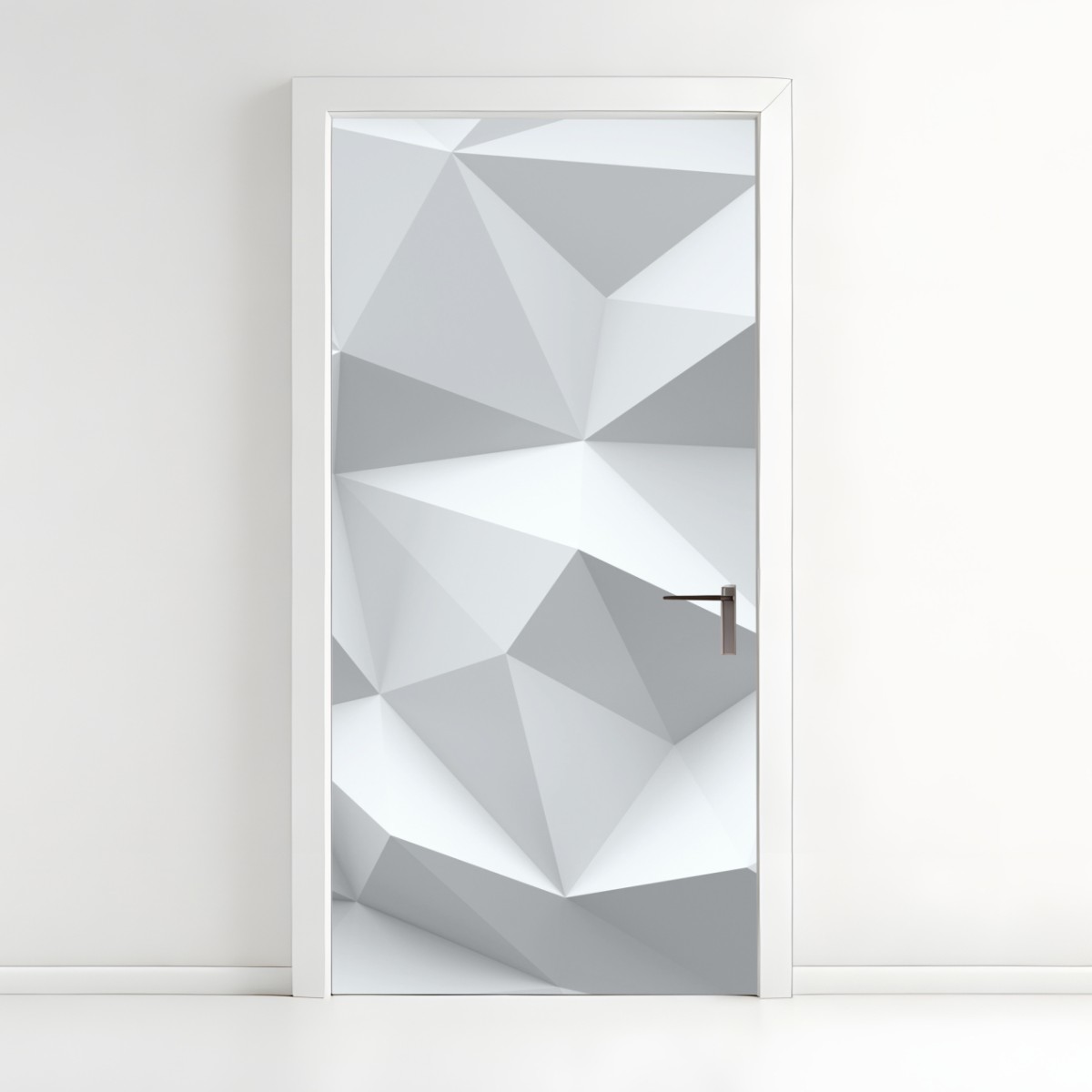 Türaufkleber weißes dreidimensionales low-poly geometrisches muster – Wallnifity®