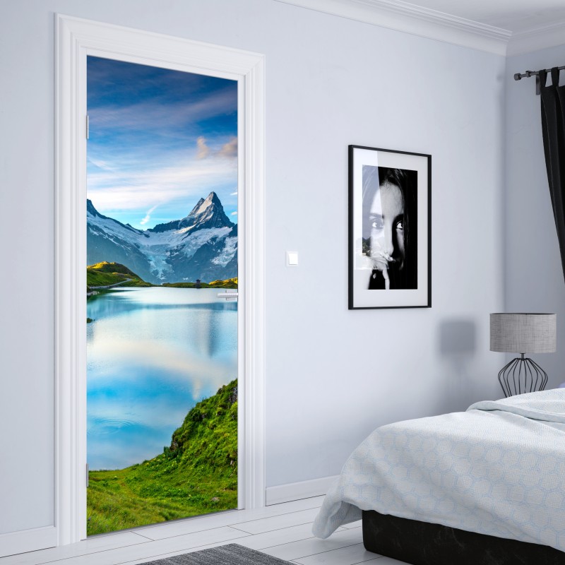 Türaufkleber lebendige türkis-orange marmorierte kunst – Wallnifity®
