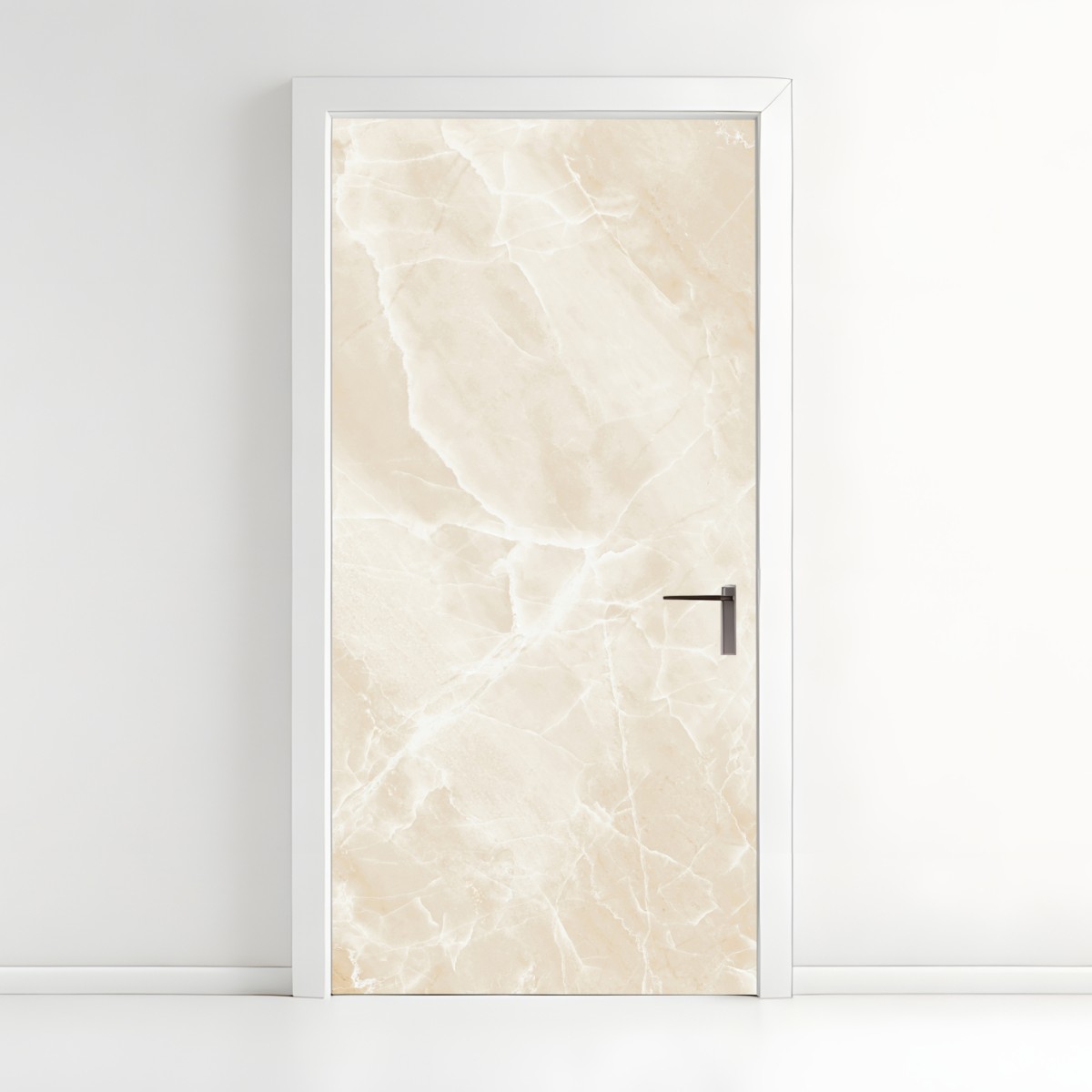 Türaufkleber beige marmorstruktur mit weißen adern – Wallnifity®