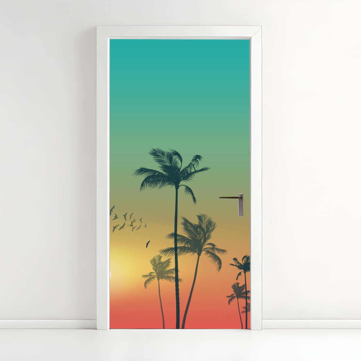 Türaufkleber tropischer sonnenuntergang mit palmensilhouetten – Wallnifity®