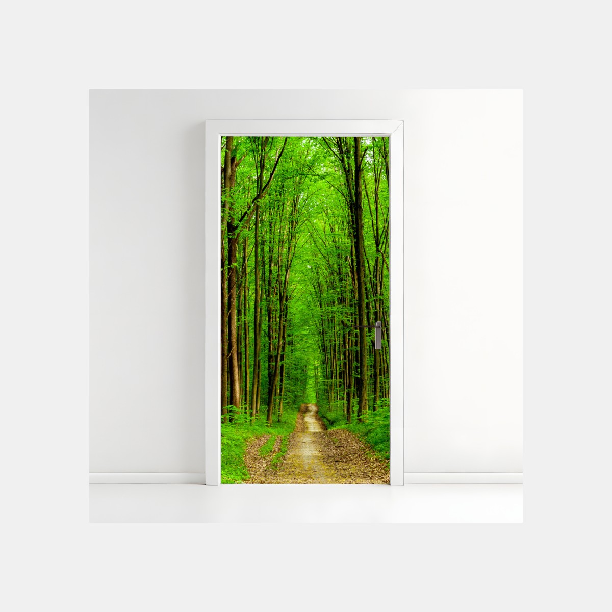 Türaufkleber grüner waldweg im frühling – Wallnifity®