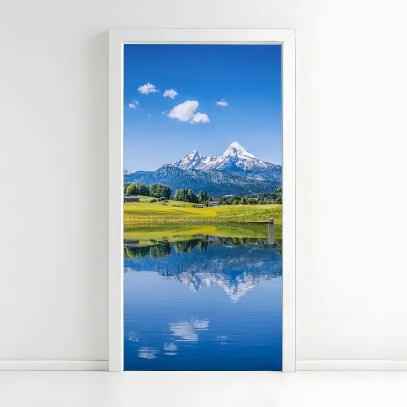 Türaufkleber ruhiges winterpanorama der Alpen – Wallnifity®
