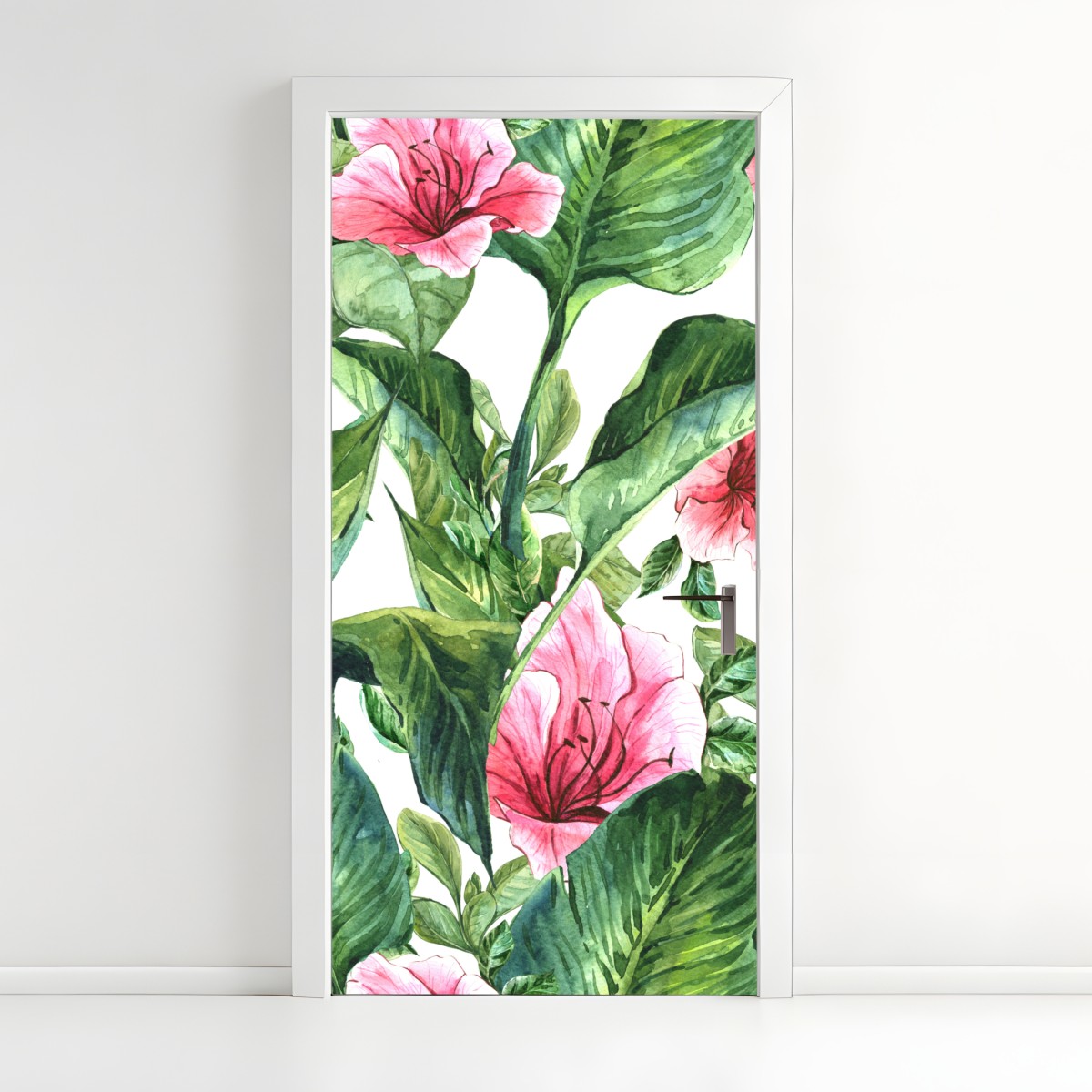 Türaufkleber rosa aquarell blumen botanikmotiv – Wallnifity®