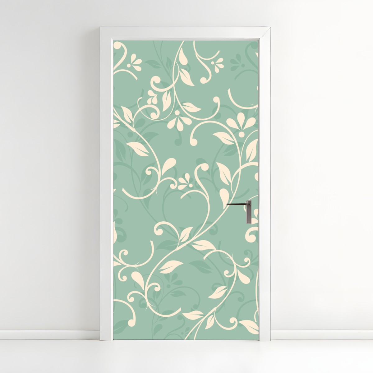 Türaufkleber minzfarbiges blumenmuster im vintage-stil – Wallnifity®