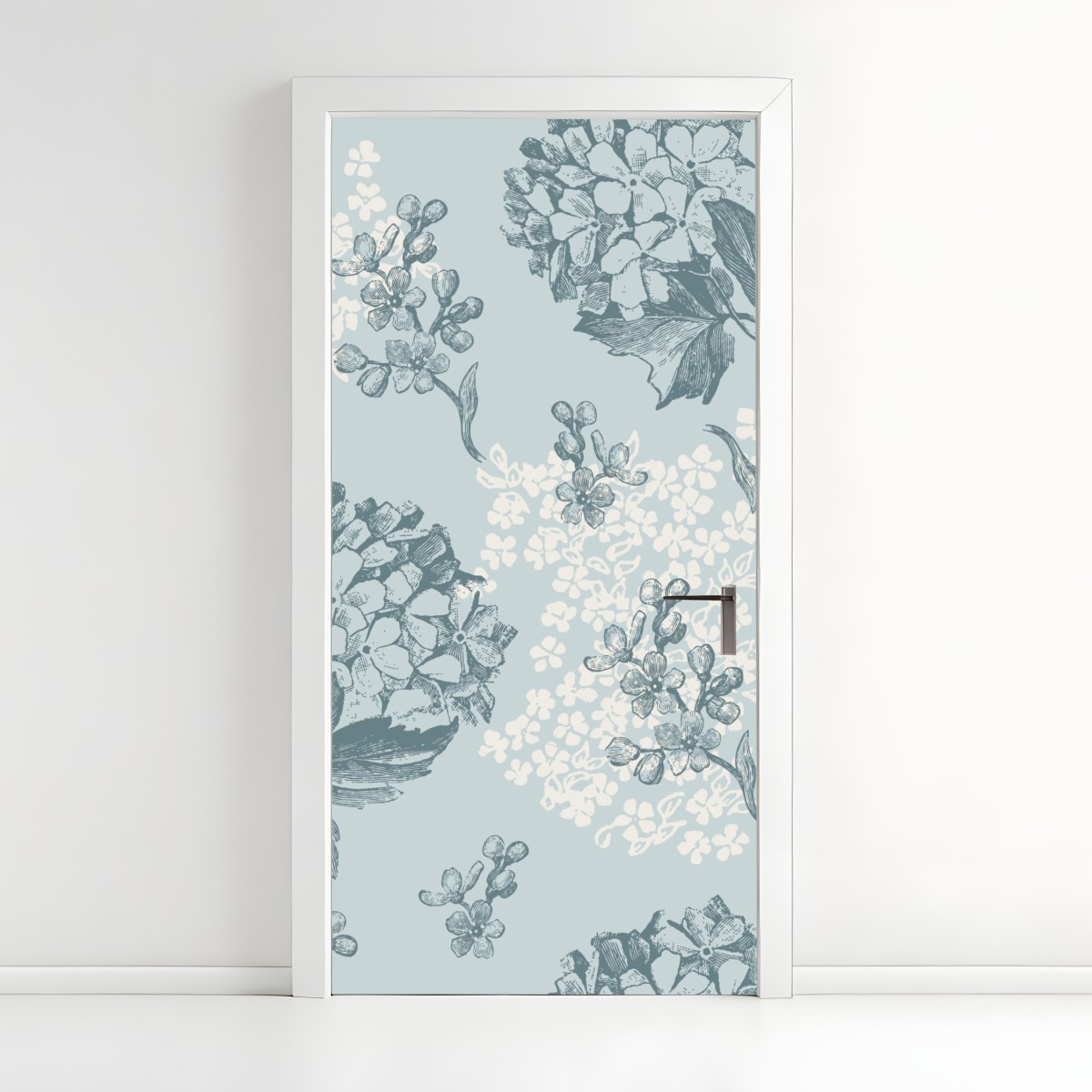 Türaufkleber zartes pastell hortensienmuster – Wallnifity®