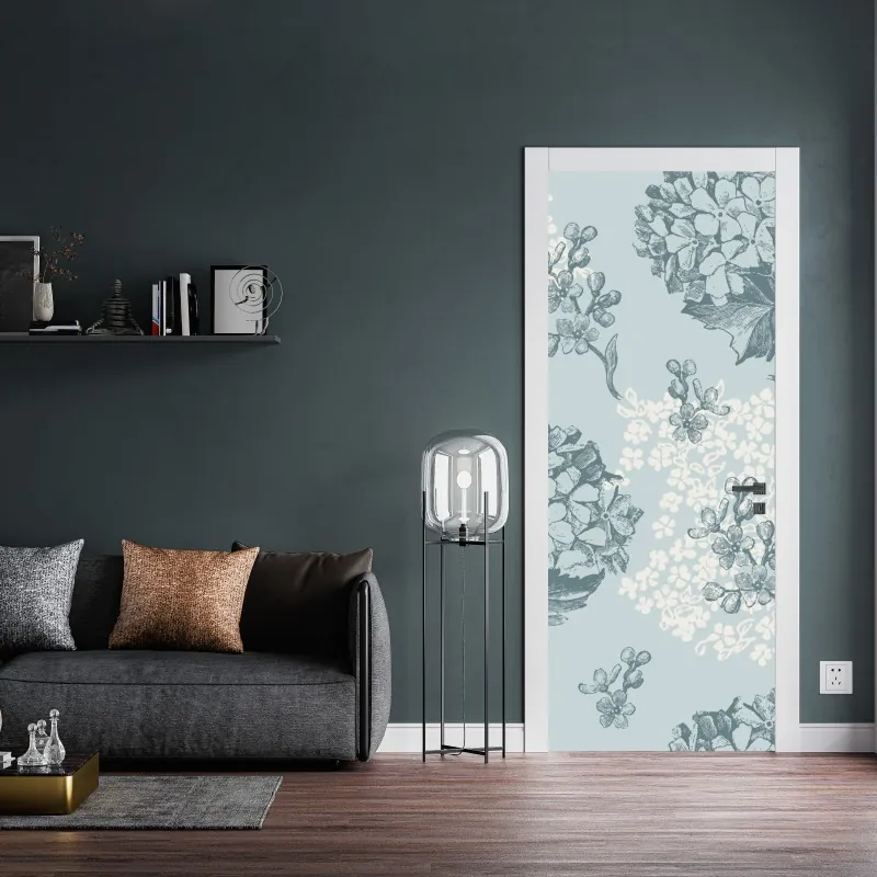 Türaufkleber rotes blumenmuster mit beigen mittelpunkten – Wallnifity®