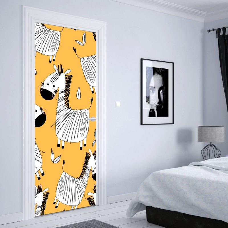 Türaufkleber lebendige geometrische aquarell-collage – Wallnifity®
