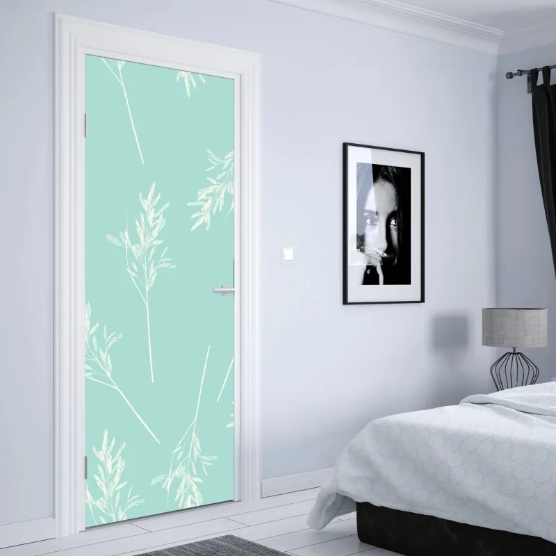 Türaufkleber nebliger morgenwald mit sonnenstrahlen – Wallnifity®