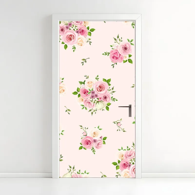 Türaufkleber zartes magnolienmuster in sanftem rosa – Wallnifity®