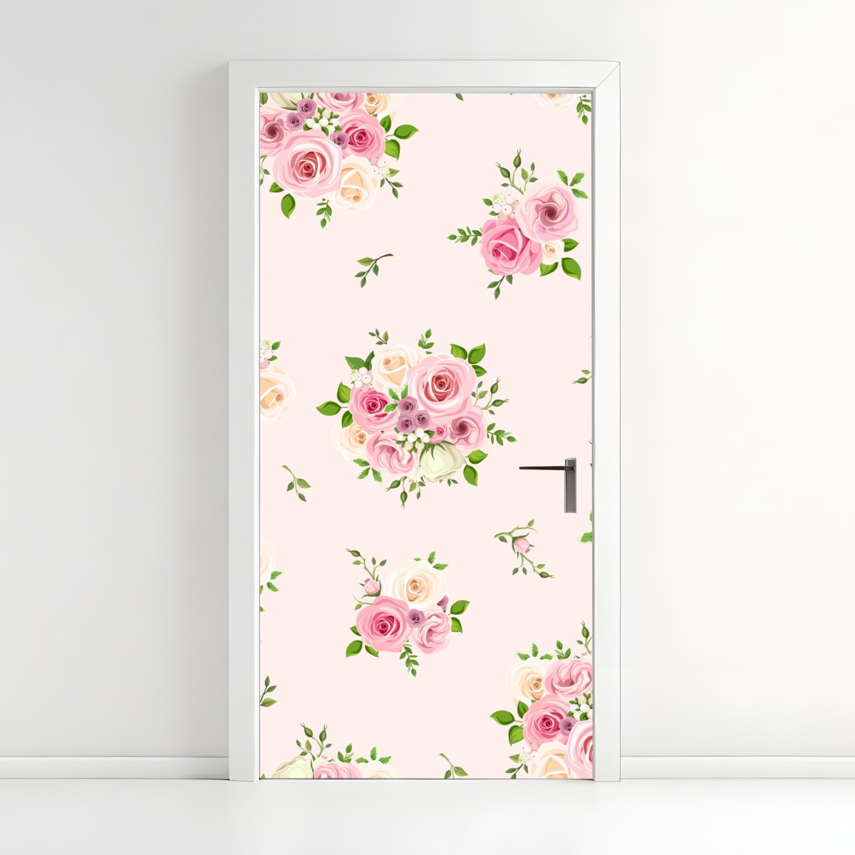 Türaufkleber zartes rosenmuster in pastellrosa – Wallnifity®