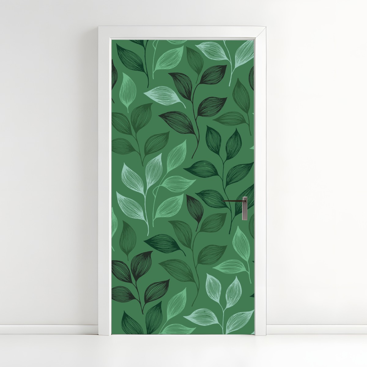 Türaufkleber grünes botanisches blättermuster – Wallnifity®