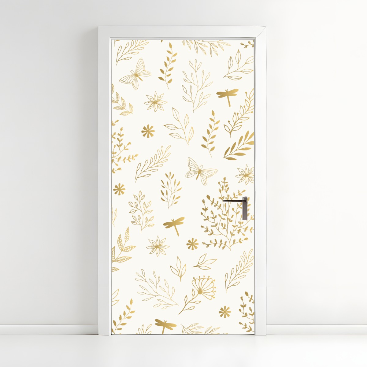 Türaufkleber goldenes botanisches muster – Wallnifity®