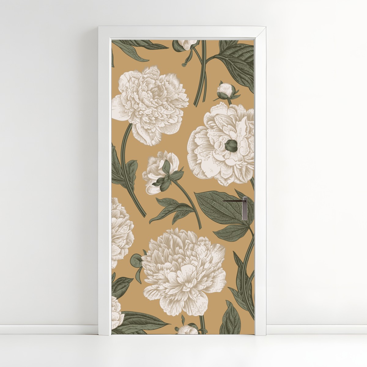 Türaufkleber vintage botanisches muster mit pfingstrosen – Wallnifity®